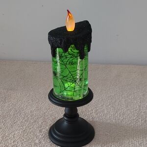 Green LED Candle with Black Stand